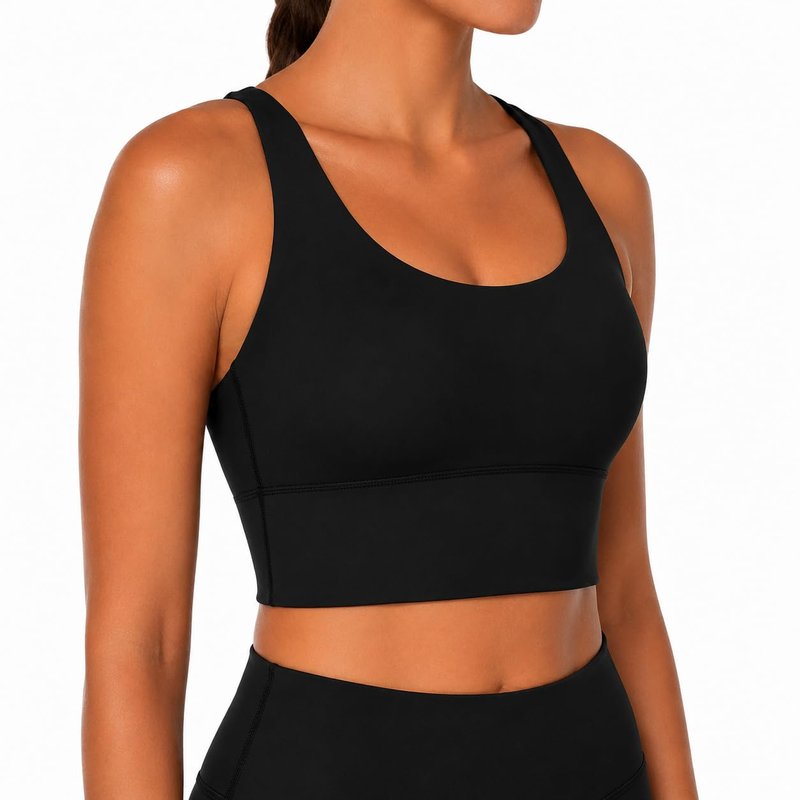 Sunzel Sports Bra for Women, Scoop Neck Crisscross Back Padded Low Impact Bras Tops for Workout Yoga Gym,Black,Medium