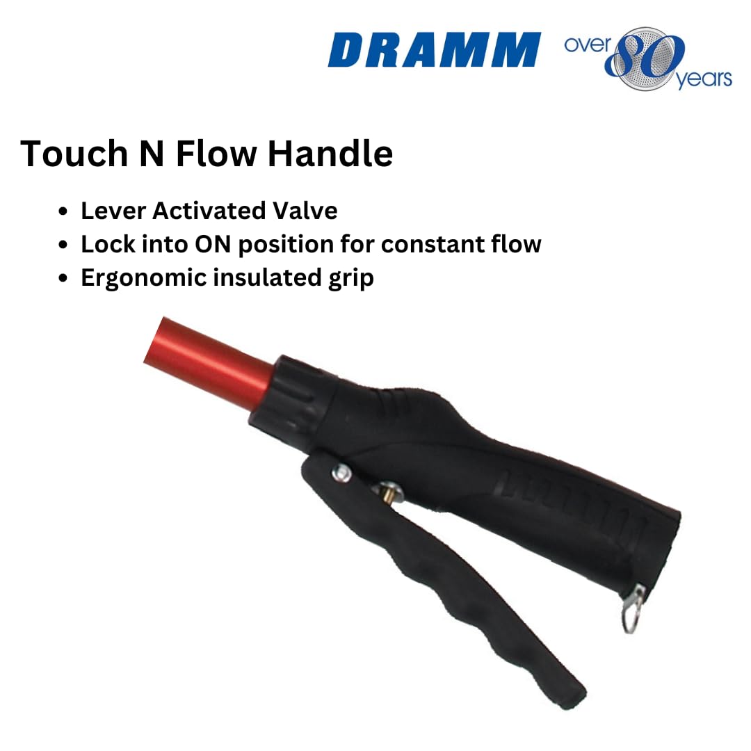 Dramm Touch-N-Flow Rain Wand – 30” Long, Green – Full Watering Flow with Trigger-Style Shut-Off Valve & Lock – High-Flow, Gentle Spray for Gardens, Hanging Baskets & Flowerbeds