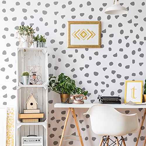 500 Pieces Irregular Polka Dots Boho Wall Decal Vinyl Nursery Wallpaper Sticker Wall Decor Peel and Stick Dot Wall Sticker for Kids Baby Girl Bedroom Home Classroom Decoration (Silver)