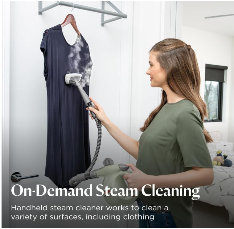 BISSELL® Steam Shot™ OmniReach handheld portable steam cleaner for tile, grout, windows, bathrooms, kitchens, fabric steaming tool, includes 10 tools