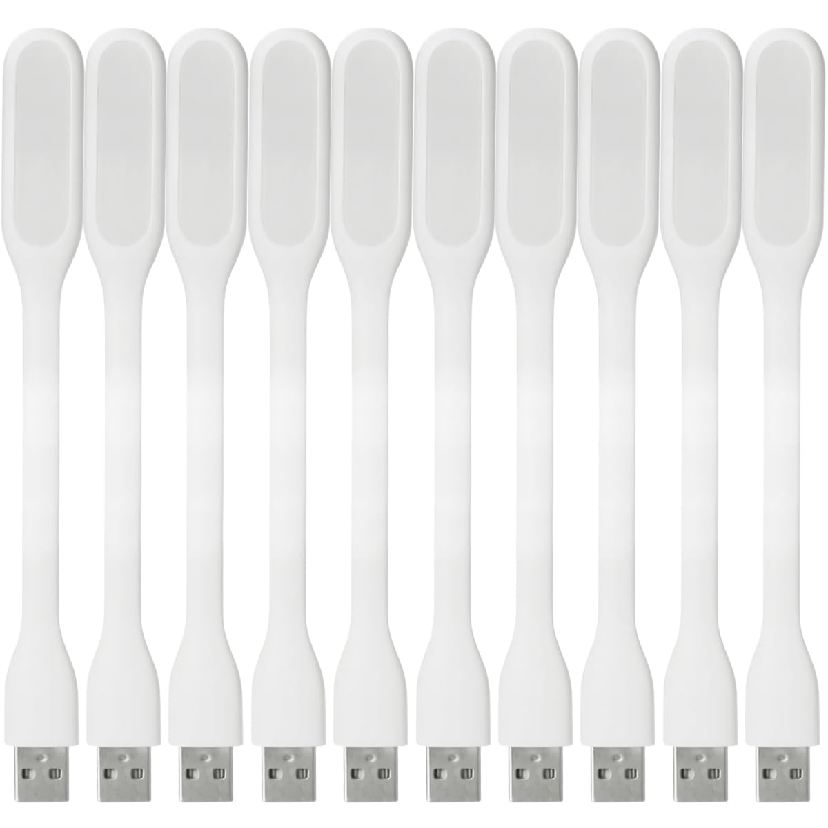 USB LED Light Lamp for Power Bank (10 PCS) Portable Eye Care Mini Night Light with Flexible Arm, USB Gooseneck Reading Lamps Book Light,Compatible for Desktop, Notebook Laptop (10-Black)