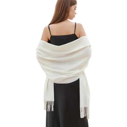 RIIQIICHY Women Scarf Ivory Pashmina Shawls and Wraps for Wedding Ladies Winter Scarves