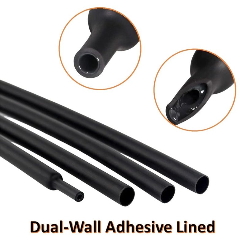 Kable Kontrol Heat Shrink Tubing 3/8 Inch 3:1 Dual Wall Adhesive Lined 4 Ft Long - Cable Sleeve for Automotive and Electrical Use – Waterproof Marine Heat Shrink Tube Wire Wrap, Black
