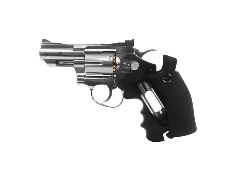 ASG Dan Wesson 2.5" Airgun - Double Action Trigger, Adjustable Rear Sight, Speed-Loader - .177 Cal/4.5mm CO2 BB Gun Pistols - 6 Cartridges, Silver