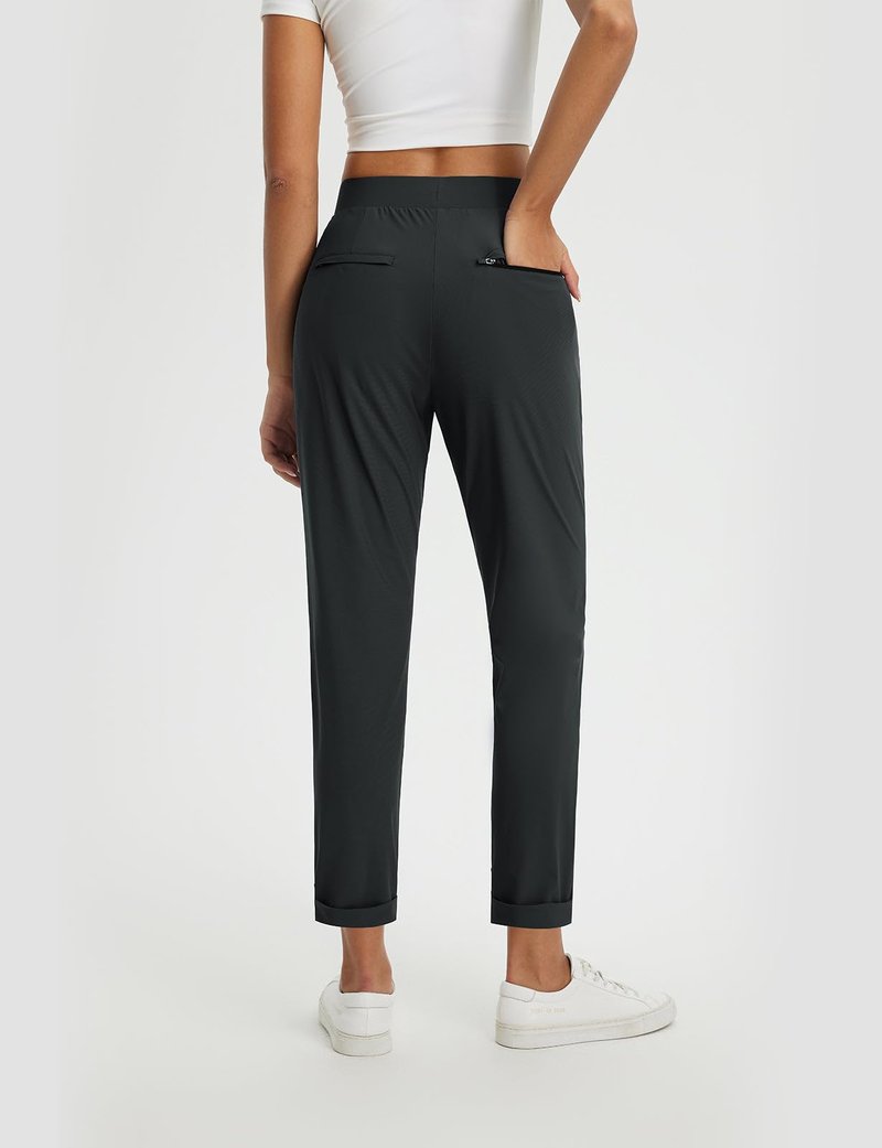 baleaf Womens Work Pants Petite Travel Stretchy Dress Business Casual Slacks Golf Airport Clothing Summer Black L
