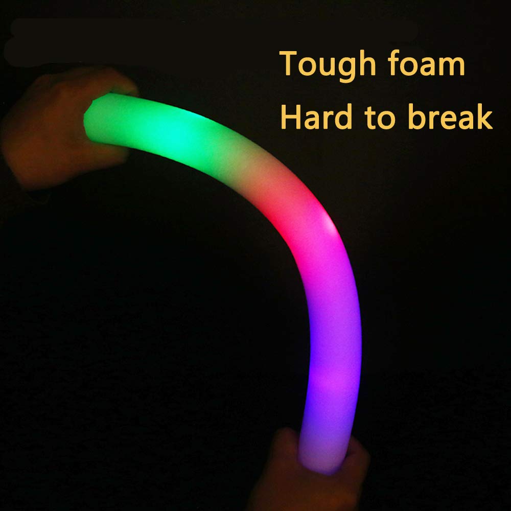 ColorHome Glow Sticks Bulk - 24 Pcs LED Foam Sticks Glow Batons with 3 Modes Flashing Effect, Glow in The Dark Party Supplies for Party Wedding Birthday Concert Halloween Christmas