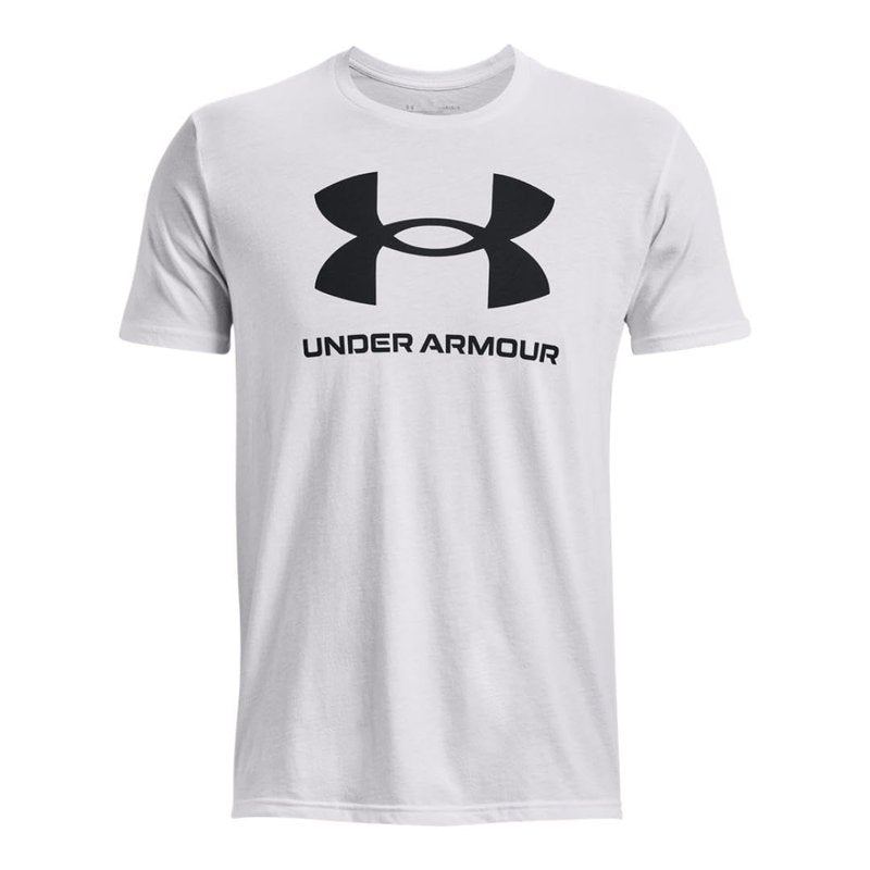 Under Armour Men's Sportstyle Logo Short Sleeve T Shirt, (100) White / / Black, Large