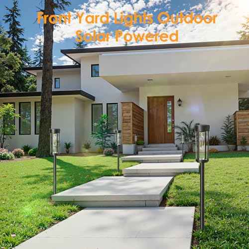 Solar Pathway Lights Outdoor: 8 Pack Upgraded Solar Lights Outdoor Waterproof - Up to 15 Hrs Bright Modern Path Light for Garden Yard Patio Driveway Walkway Sidewalk Landscape Lighting Outside Decor