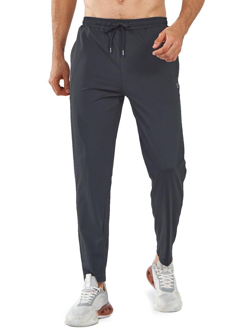 NORTHYARD Men's Joggers Athletic Workout Track Pants Running Gym Training Sweatpants with Zipper Pockets Open Hem Darkgrey L