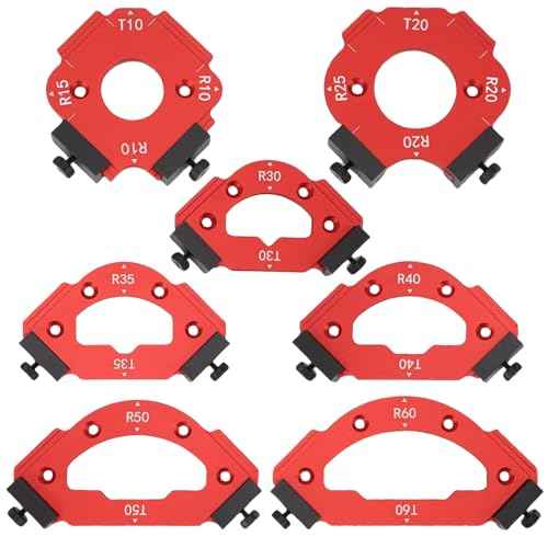 7PCS Router Corner Radius Templates Set Aluminium Alloy CNC Machined Multiple Radius Corner Router Guides for Woodworking R10 T10 R15 R20 T20 R25 R30 T30 R35 T35 R40 T40 R50 T50 R60 T60