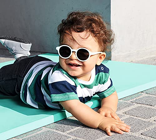 YAMEE Baby Polarized Sunglass With Strap, Adjustable Infant UV400 Protection Sunglasses For Newborn 0-12 Months Boys Girls (Blue, Small)
