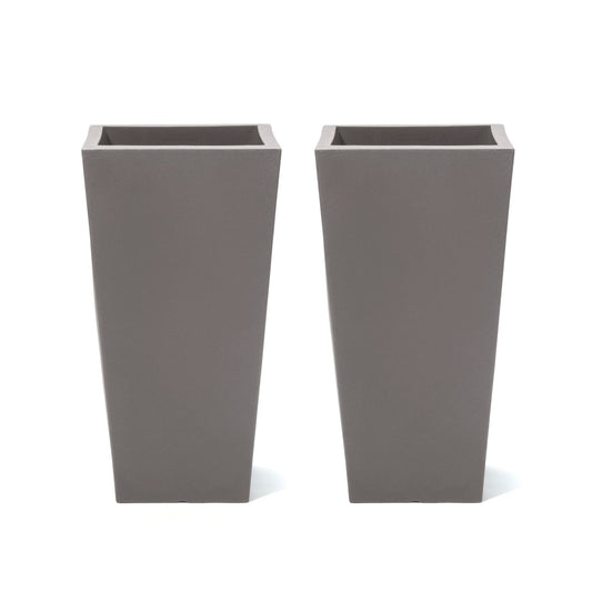 Step2 Tremont Tall Square Tapered Planter, 28" 2-Pack, Indoor/Outdoor Plants, Efficient Drainage, Durable Resin, Dark Cedar