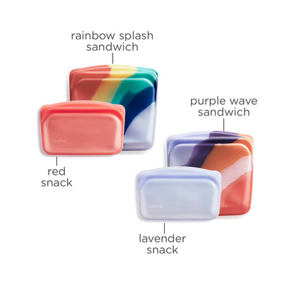 Stasher Premium Silicone Reusable Food Storage Bags, 2-Pack, Clear, Multi-Use Food Storage Bags, Lunch Bag, Travel Containers, BPA Free, Leak-free, Dishwasher-Safe, Eco-friendly