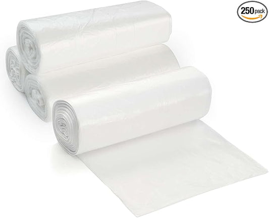 7-10 Gallon Clear Garbage Can Liners, Lightweight, 8 Microns