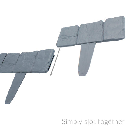 5M Grey Stone Effect Lawn Edging – Pack of 20 No-Dig ABS Garden Border Edging, Interlocking Cobblestone Edge for Flower Beds, Path & Lawn Borders | Pukkr