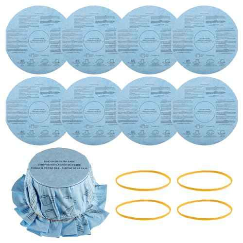 Reusable Wet Dry Vac Filter VF2002 Dry Disc Vacuum Filters for Most 5 Gallon and Larger Shop Vac Branded Wet/Dry Vacuum Cleaners(pack of 8pcs Disc Filters 4pcs Retaining Bands)