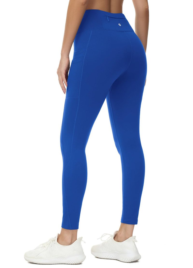 baleaf Fleece Lined Leggings Women Water Resistant 25" Petite Winter Warm Legging Thermal Running Tights Yoga Hiking Pants Blue L