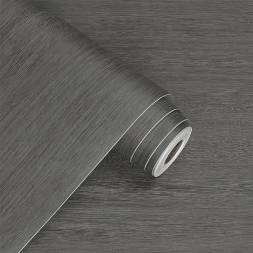 WESTICK Grey Wood Contact Paper for Countertops Waterproof Wooden Wallpaper Peel and Stick Vintage Dark Wood Grain Contact Paper for Cabinets End Table DIY Self Adhesive Wooden Vinyl Wrap 80"x15.8"