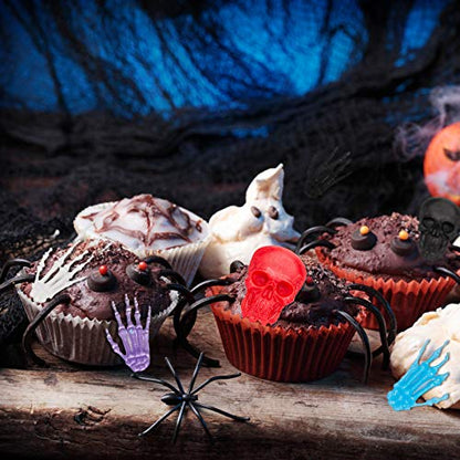 4 Pieces 3D Skeleton Hands Skull Silicone Fondant Molds Halloween Party Chocolate Candy Clay Moulds for DIY Chocolate, Cake, Pudding, Ice Cream, Epoxy Resin Mould, Pink