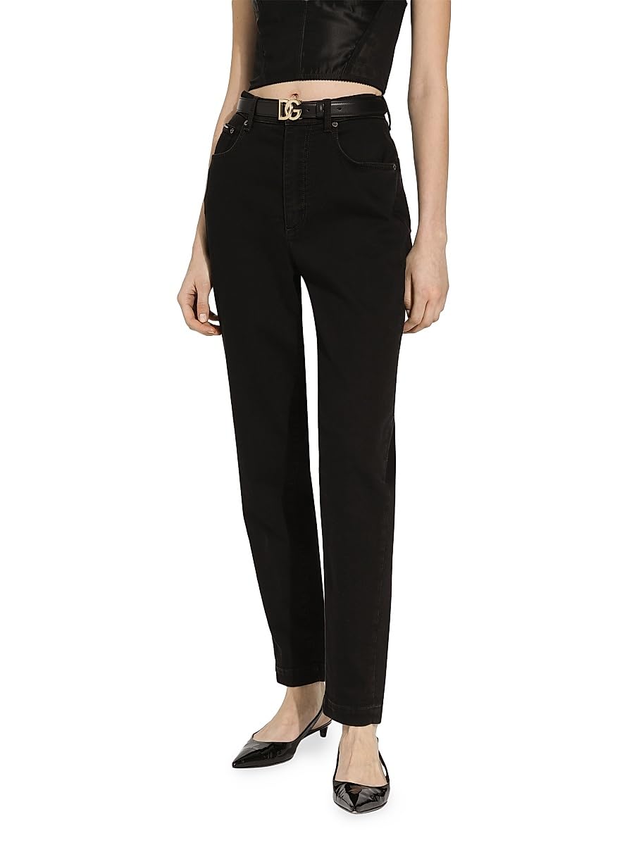 Dolce&Gabbana, DG Logo Buckle Leather Belt, X-Small, 70 (28''), Nero