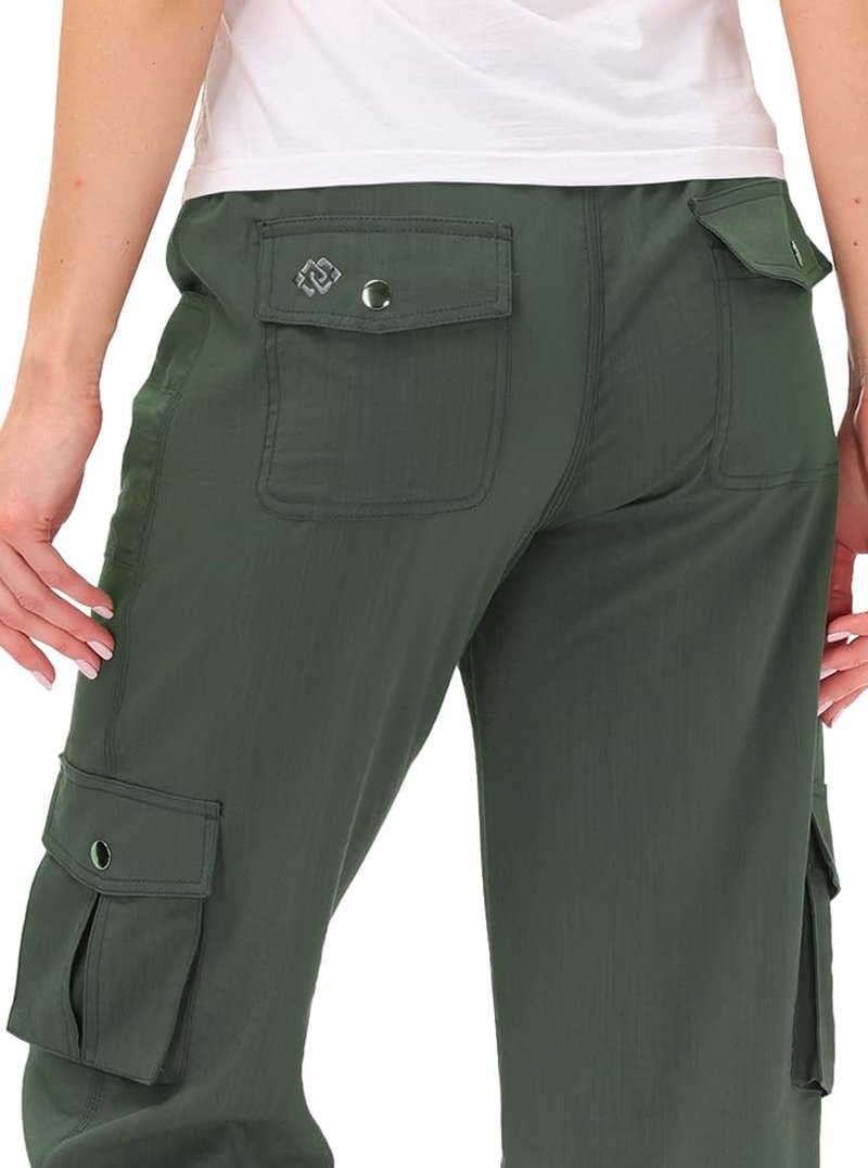 Womens Hiking Cargo Shorts Dry Fit Stretch Athletic Shorts with Pockets Army Green X-Small