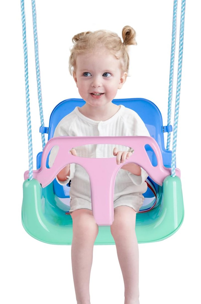 nets Tribe Toddler Swing, 3-in-1 Baby Swing Seat, Anti-Flip Snug & Secure Detachable Kids Swing Set, Infants to Teens Swing Seat for Playground Indoor Outdoor. (Macaron Green)