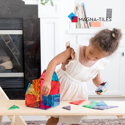 MAGNA-TILES Classic 32-Piece Magnetic Construction Set, Magnet Building Blocks, STEM Engineering Toys & Math Manipulatives, Preschool, Classroom, Playroom, Sensory Room Essentials