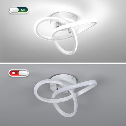 EIDISUNY Ceiling Light LED Lamp 2 Rings Creative Personality Nordic White Ceiling Lighting for Entrance Hallway Lights Ceiling Living Room Cool White Light 22W - White, Cold White Light 6000K