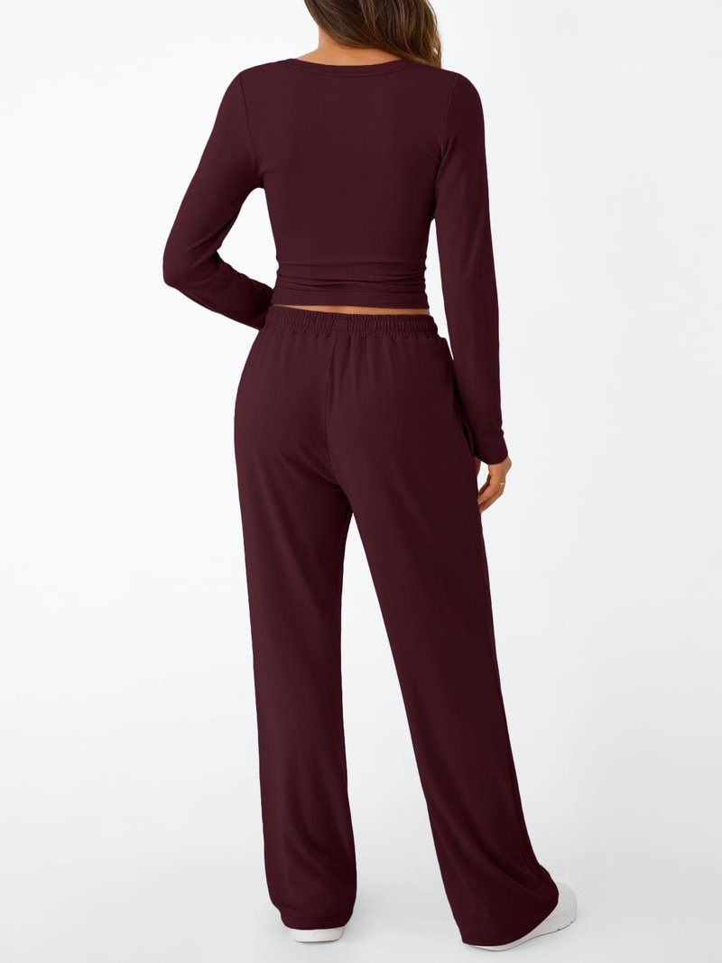 Trendy Queen Womens Two 2 Piece Matching Lounge Sets 2026 Early Fall Fashion Must Haves Y2K Workout Gym Clothes Comfy Airport Travel Vacation Luxury Outfits Sweatsuit Winter Clothing