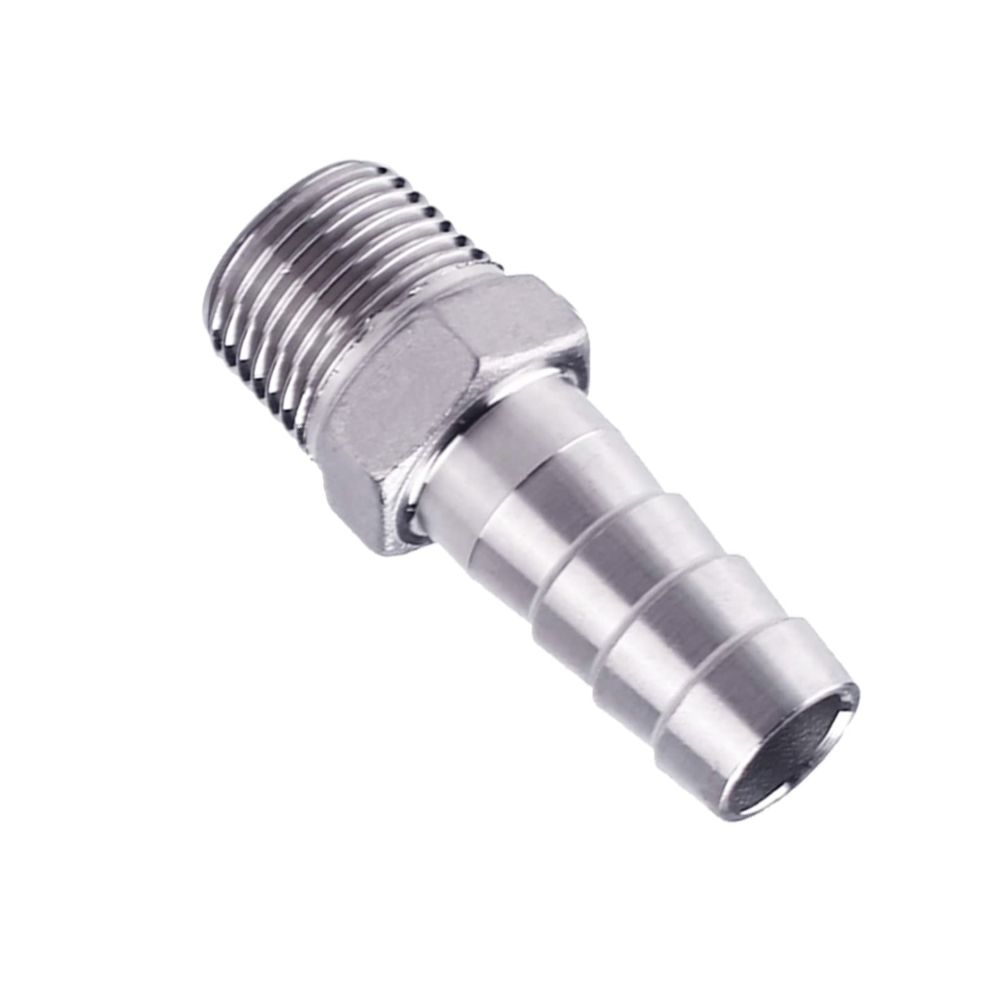 Pysrych Stainless Steel 304 Hose Barb Fitting, 1-1/4" Barbed x 1-1/4" NPT Male Straight Adapter Connector with 2 Hose Clamps, Pack of 2