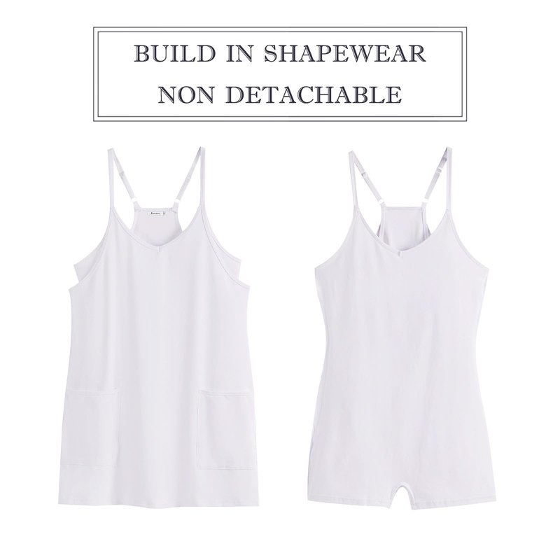 ANRABESS Women Athletic Dress Summer Tennis Workout Active Sports Mini Romper Dress Built in Shorts Travel Vacation Clothes White X-Smal