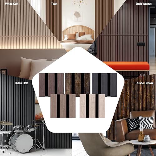 Mollywell Wood Panels for Wall, Time-Saving Installation, Versatile Wood Slat Wall Decor, Enhanced Acoustic & Sound Proof Fluted Design for Home & Office, Sample Pack, 4.2x3.9 Inch