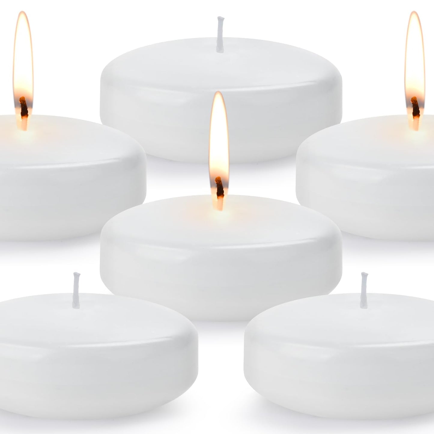 3 inch Floating Candles, 36PACK White/Gold/Red Floating Candle, Long Burning and Smokeless Candle for Wedding, Birthday, Pool, Holiday & Home Decoration Unscented (White)