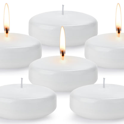 3 inch Floating Candles, 36PACK White/Gold/Red Floating Candle, Long Burning and Smokeless Candle for Wedding, Birthday, Pool, Holiday & Home Decoration Unscented (White)
