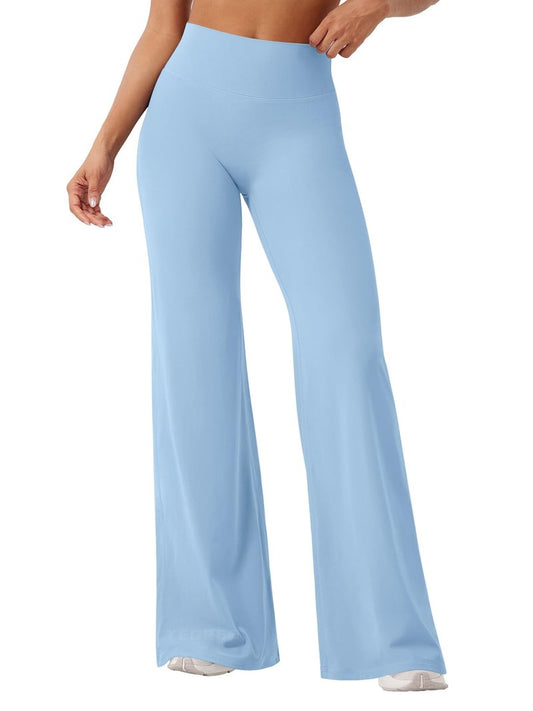 YEOREO Workout Leggings Womens No Front Seam Straight Leggings 33" High Waist Buttery Eddiy Gym Yoga Pants Airy Blue L