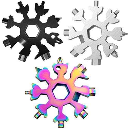 3 Pack 18-in-1 Snowflake Multi Tool, Stainless Steel Snowflake Multi-Tool Bottle Opener/Flat Phillips Screwdriver Kit/Wrench, Durable and Portable to Take