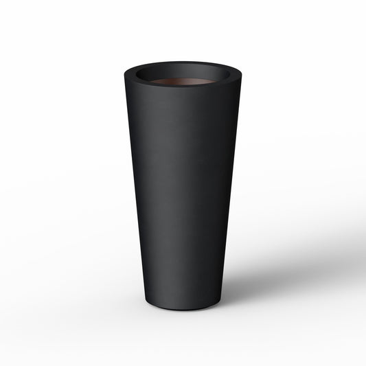 Kante Tall Concrete Planter, 15.8 Inch Height Large Flower Pot for Indoor Outdoor Plants, Suitable for Home, Patio, Garden, Porch, Black Finish with Painted Interior