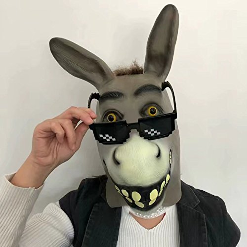 MOLEZU Donkey Mask,Halloween Novelty Deluxe Costume Party Cosplay Latex Animal Head Adult.