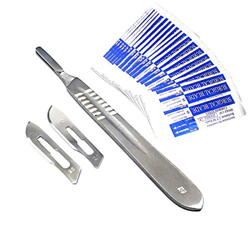 1 Stainless Steel Scalpel Knife Handle #4 With 20 Sterile Scalpel Blades #20 & #21 (AAPro Brand)