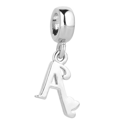 QueenCharms Initial A-Z Letter Charm Golden Heart Alphabet Dangle Beads for Bracelets & Necklaces (A)