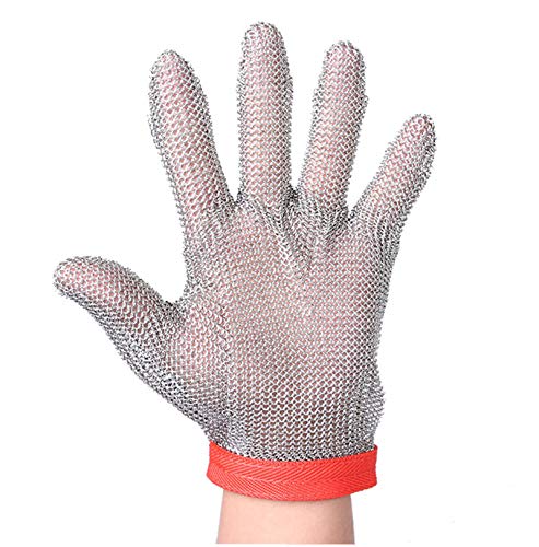 ThreeH Steel Mesh Gloves 304L Chainmail Cutting Gloves for Kitchen,Oyster Shucking,Meat Cutting and Wood Carving GL08 L(One Piece)
