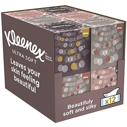 Kleenex Ultra Soft Facial Tissues - Pack of 12 Cube Tissue Boxes - Our Softest Tissue - Supremely Soft And Silky Designed With Luxury In Mind