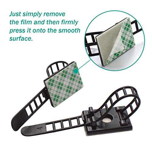 50 Pieces Cable Management Desk Wire Organizer Cable Ties Zip Ties Adhesive Cord Clips Cord Keeper Desk Wire Management