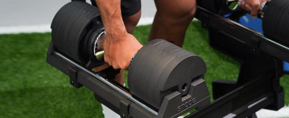 SNODE AD80 Drop Proof 80 lbs Adjustable Dumbbell Set -Adjustable Weights with Cast Iron Plates and Cradle, Knurled Handle, Fast Adjust, Compact Home Gym Equipment for Bench & Press