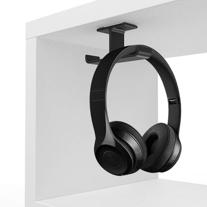 APPHOME Headphone Hanger Stand Under Desk Hook Aluminum Stick-On Adhesive Dual Headsets Holder Mount PC Gaming Accessories for All Headphones