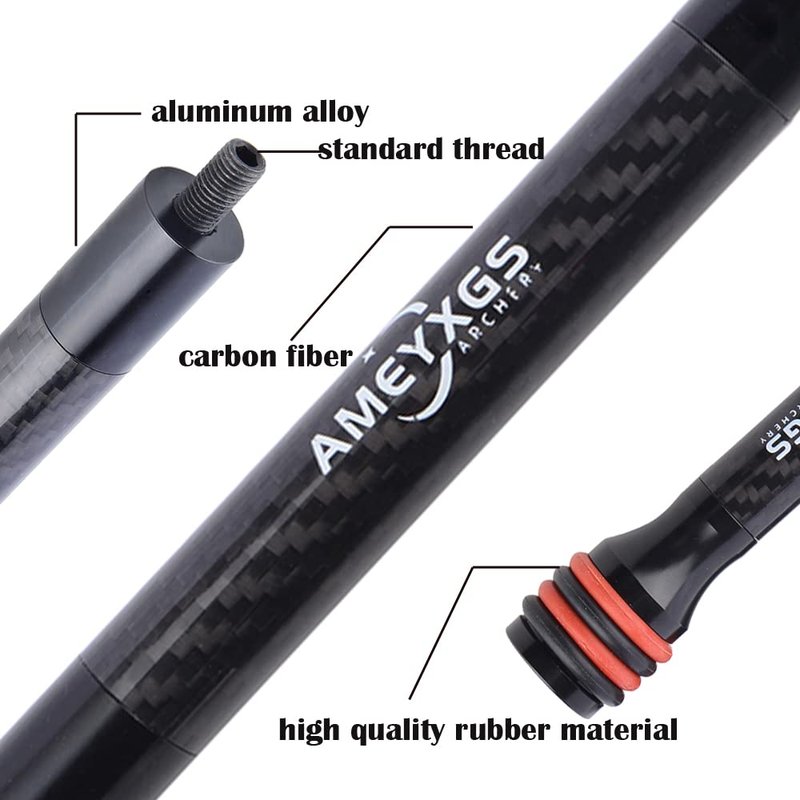 AMEYXGS 6/8/10/12 Inch Archery Bow Stabilizer Carbon Fiber Balance Bar Rod Side Rod Stabilizer Dampen Weight for Compound Bow Recurve Bow Accessory (Black, 12 Inch)