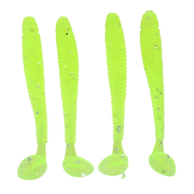 Fishing Lures, 50PCS Soft Plastic T Tail Grub Baits Kit, Swimbaits 2in Fluorescent Green, for Freshwater Saltwater Lakes Rivers Fishing Enthusiasts