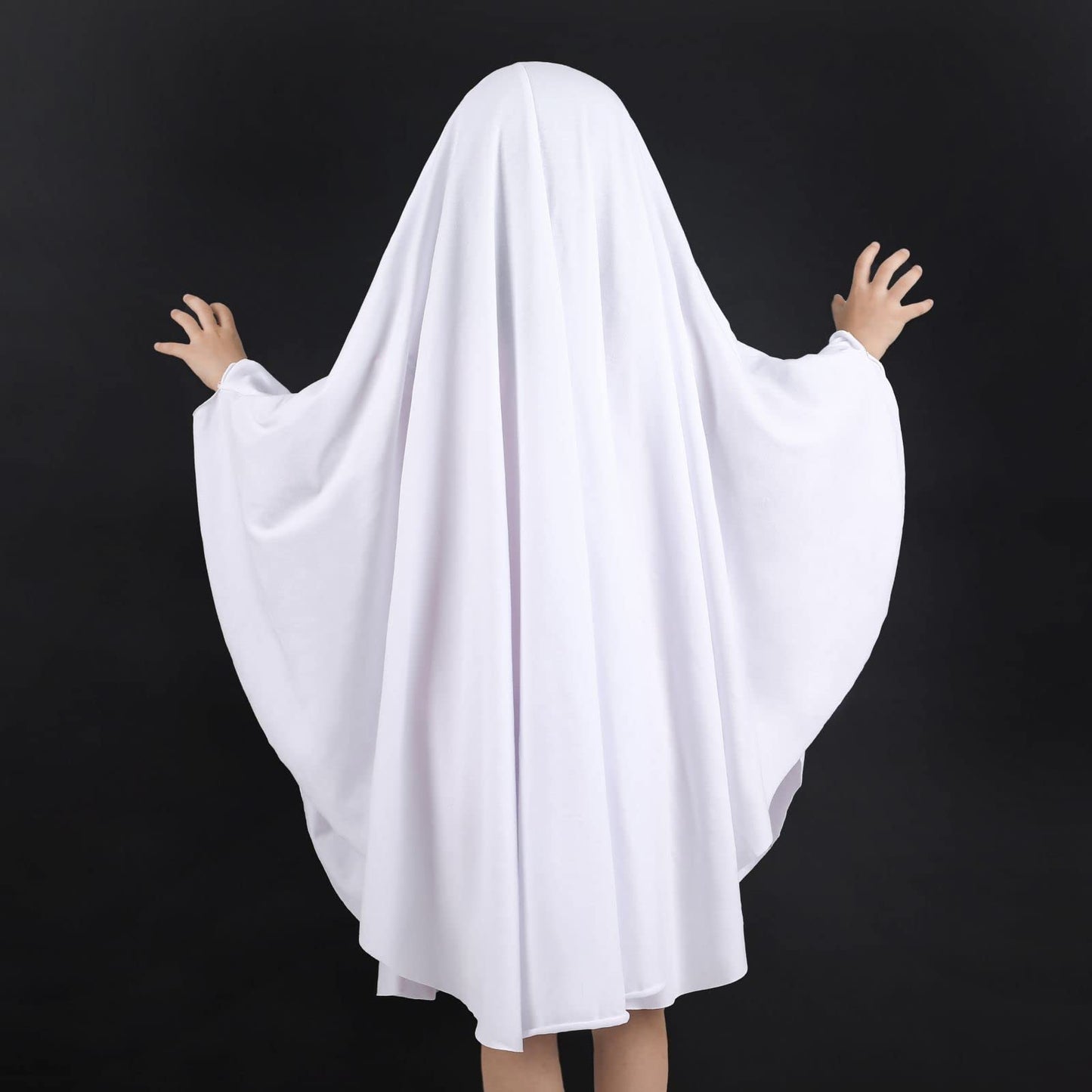 Noubeau Unisex Kid Ghost Costume Girl Halloween Fancy Dress Cosplay Boy White Boo Ghost Cloak Child Spooky Trick-or-Treating(White,5-7 Years)