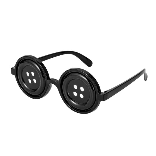ANZWTLOYY Button Eyes Glasses Horror Movie Merch Merchandise Halloween Costume Accessories Age 6-20 (Black)