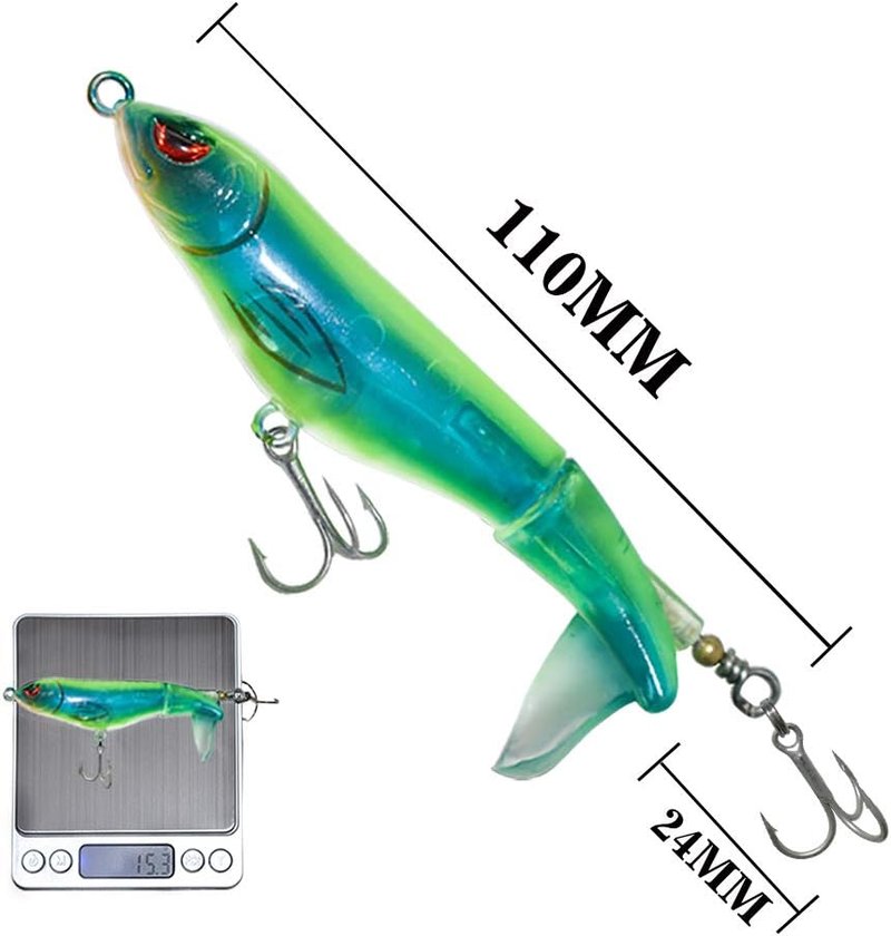 Plopper Topwater Fishing Lure - 4.3-Inch Floating Bait with Rotating Tail for Freshwater & Saltwater Pike and Bass